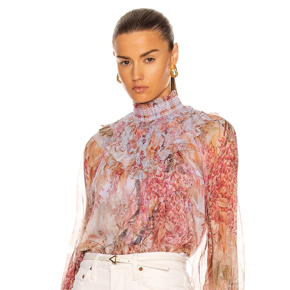 Zimmermann Botanica Smocked Yoke Blouse with Tags